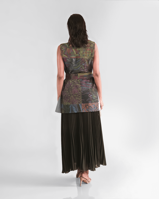 Split Frame-Cubist Print Wrap Top