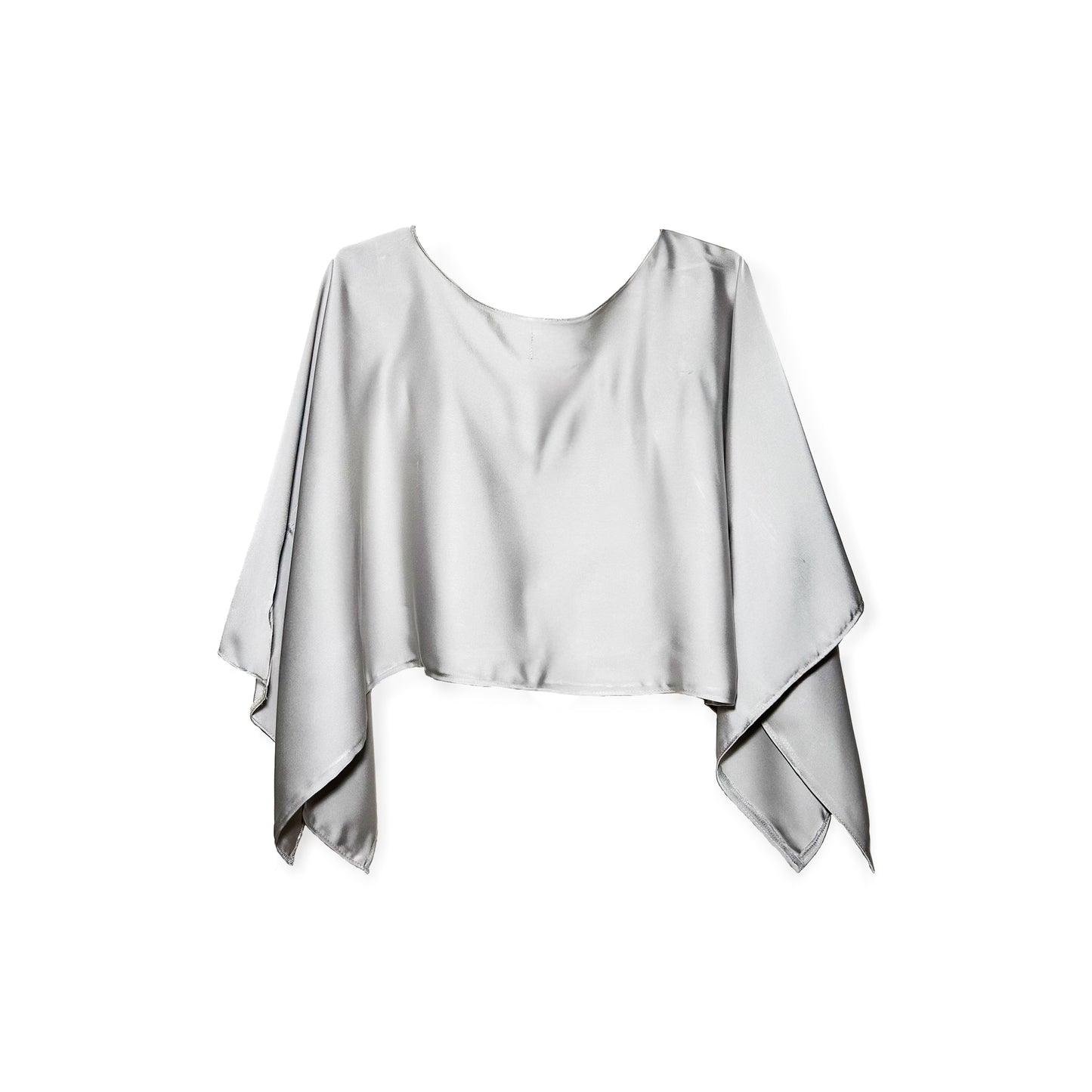 Fluid Satin Cape Top – Silver