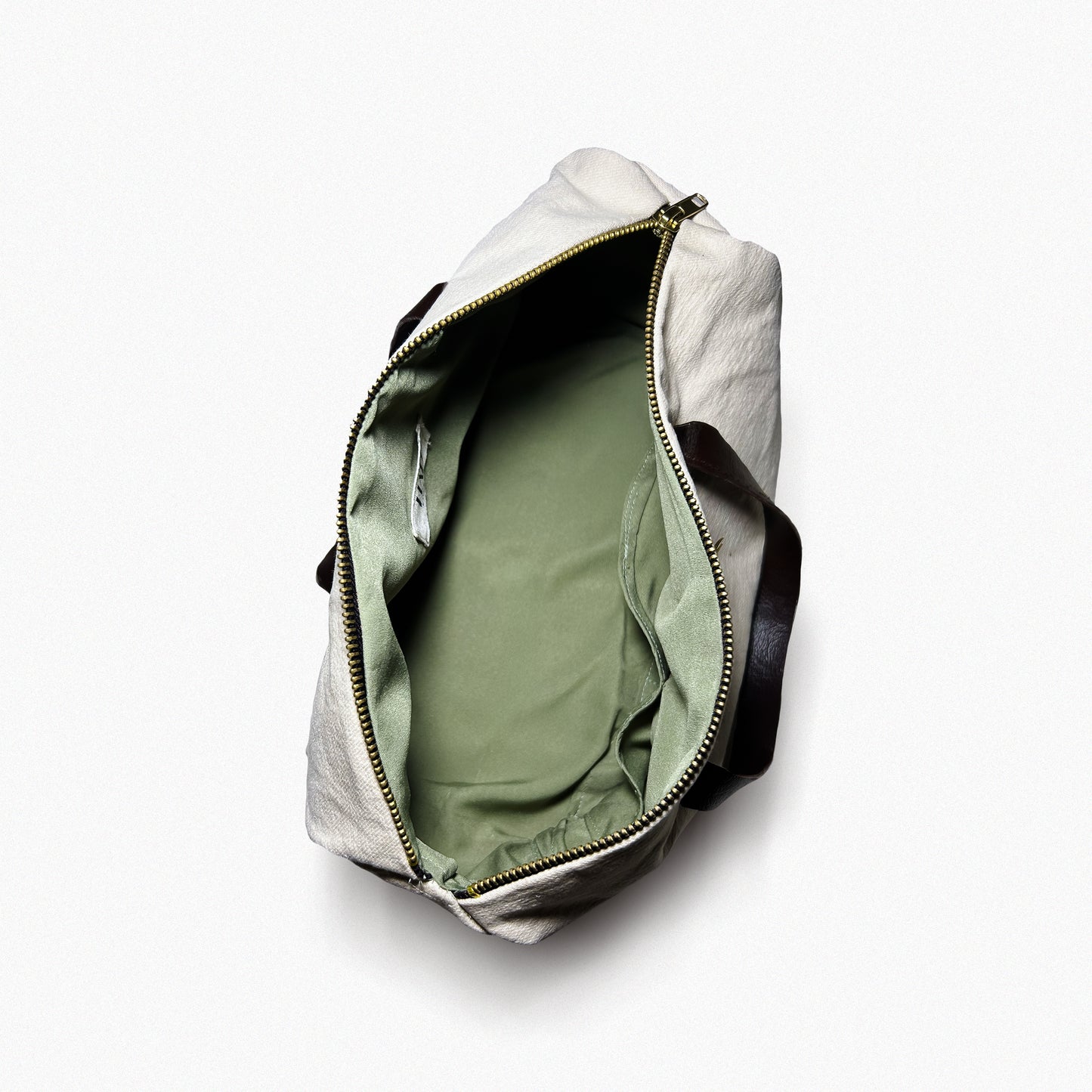 Sage Duffle – Upcycled Denim & Faux Leather