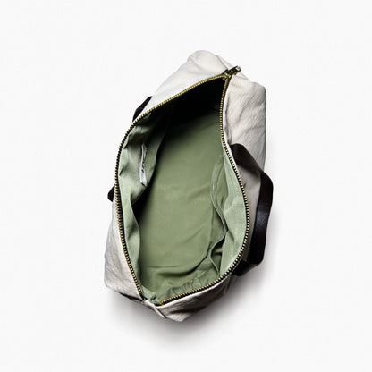 Sage Duffle – Upcycled Denim & Faux Leather
