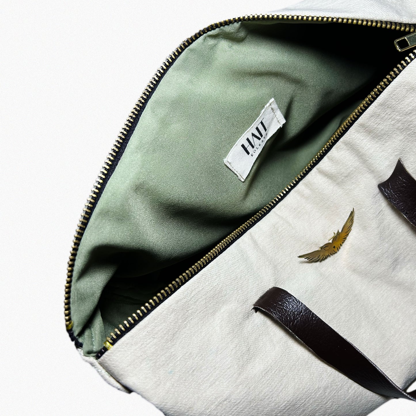 Sage Duffle – Upcycled Denim & Faux Leather