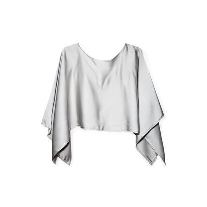 Fluid Satin Cape Top – Silver