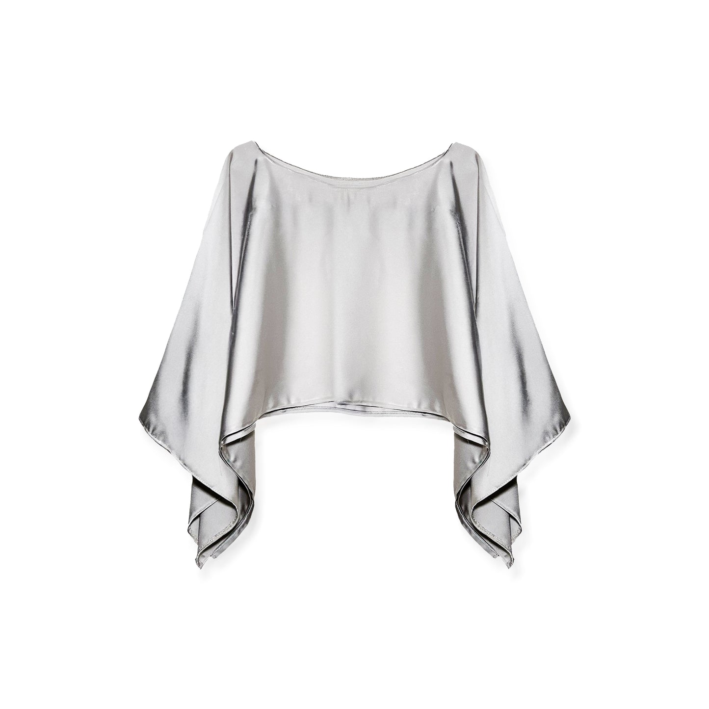 Fluid Satin Cape Top – Silver