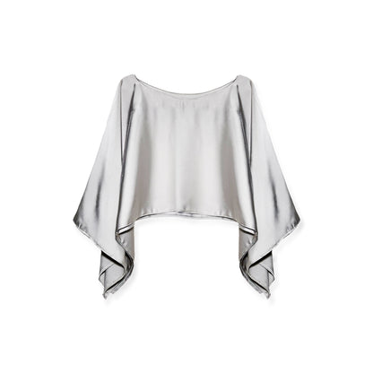 Fluid Satin Cape Top – Silver