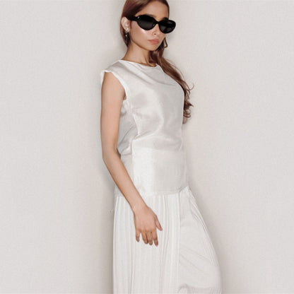 SILKND — Dupion Silk Top in Ivory