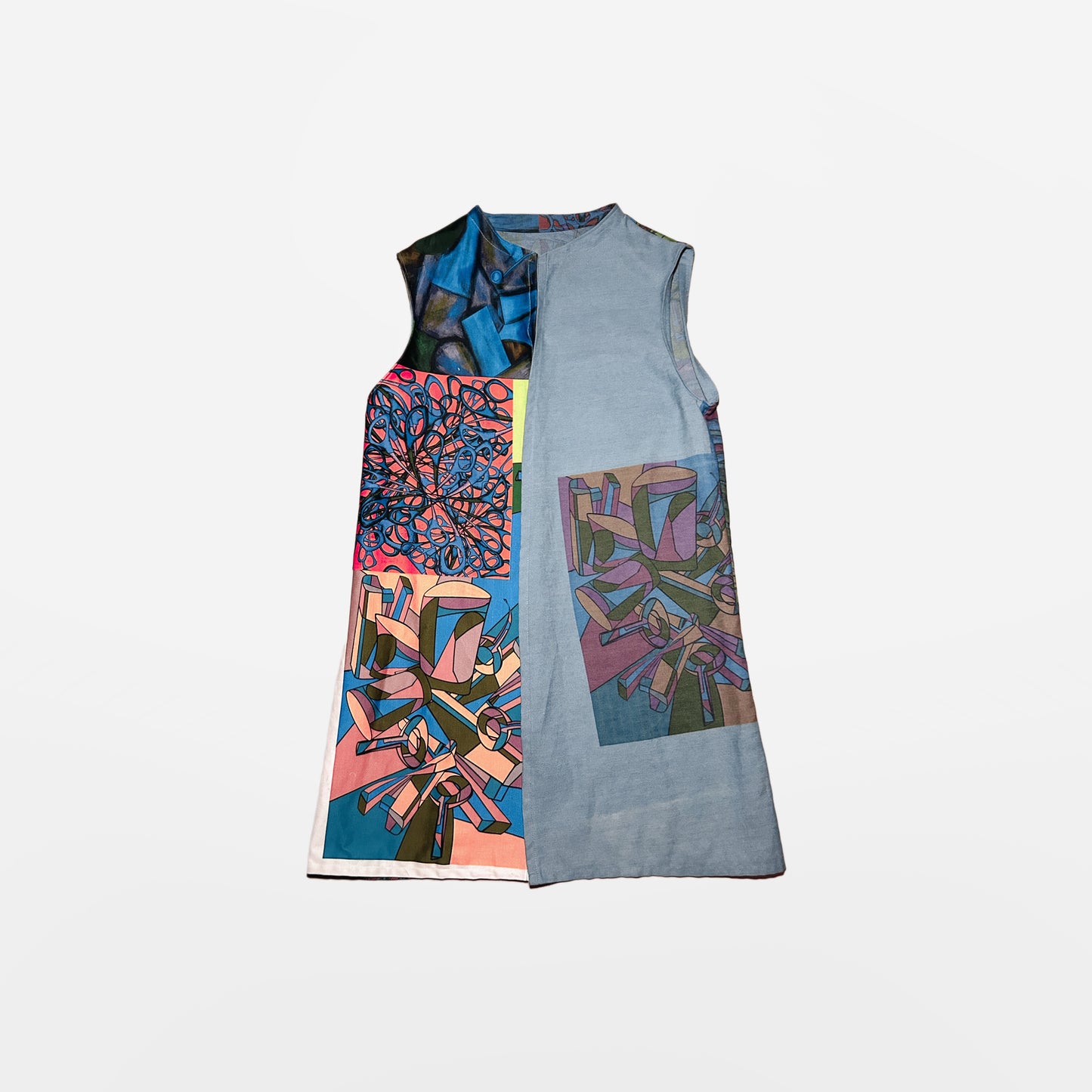 Split Frame-Cubist Print Wrap Top